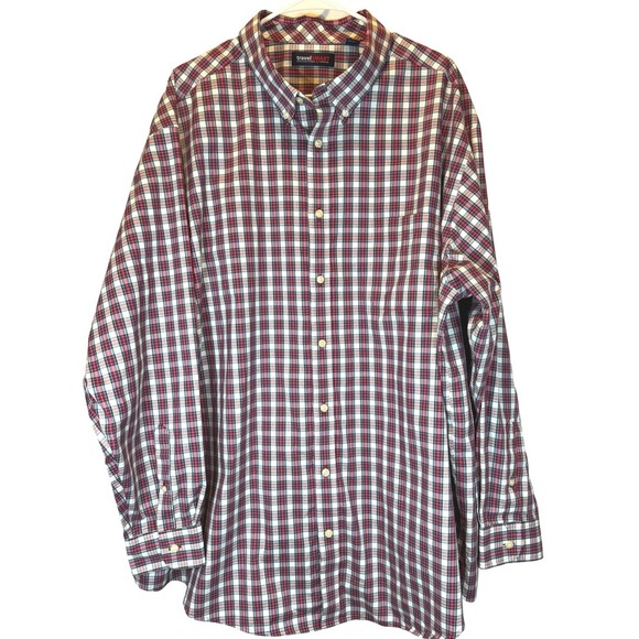 Roundtree & Yorke Other - Travel Smart Roundtree Yorke Red White Plaid Button Down Long Sleeve Shirt 2XB